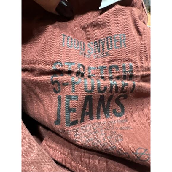 Todd Snyder Slim Fit Stretch 5-Pocket Jeans Cotton Blend Rust Red Men Size 36x32 - Picture 8 of 10